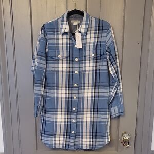 Outerknown 100% Organic Cotton Long Flannel Shirt Dress